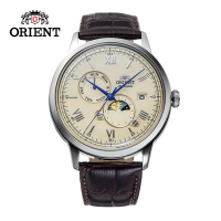 【ORIENT 東方錶】ORIENT 東方錶 SUN&amp;MOON系列 羅馬數字日月相錶 皮帶款 白色 - 41.5 mm(RA-AK0803Y)