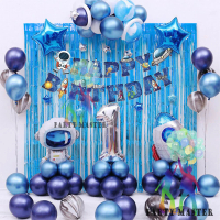 Set paket balon dekorasi GALAXY ulang tahun anak tema astronot simple Biru