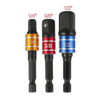 Drill Socket Adapter Impact Driver With Hex Shank Extension Bar 1/4" 3/8" 1/2" Electric Drill Heads Square Socket Power Tools