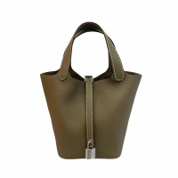 Hermes 愛馬仕經典 Picotin 水桶TC皮革 Lock 18CM Bag  (大象灰/銀扣/2025/W刻)