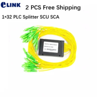 1*32 PLC splitter ABS box type SC FC 1mtr 2.0mm 3.0mm yellow cable 1X32 Cassette FTTH coupler ODN free shipping factory 2PCS