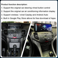 12.3” Android 12 For Honda Accord 8 Europe SPIRIOR 2009-2013 Octa Core 8+256GB Car GPS Multimedia Player Stereo Receiver Radio