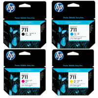四色優惠 HP NO.711  3WX01A黑+CZ134A藍+CZ135A紅+ CZ136A黃 原廠墨水匣