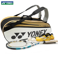 YONEX Genuine Waterproof Yonex Tennis Racket Bag High Quality PU Leather Sports Bag For Women Men Holds Up To 6 Rackets