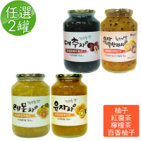 【柚和美】韓國蜂蜜柚子茶/紅棗茶/檸檬茶/百香柚子茶 沖泡果醬任選2罐(1kg)