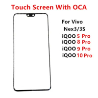 Nex3S 10Pro Touch Screen For Vivo iQOO 10 9 8 5 Pro Nex 3 3S Front Panel LCD Display Outer Glass Repair Replace Parts + OCA