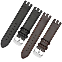 genuine leather watchband for Swatch YTS401 / 402403G wristband Men's Waterproof Real Leather Curved Bracelet 21mm