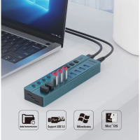 Onten 10-Port USB Hub USB3.2 Gen 1 with Independent On/Off Switch OTN-5308