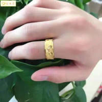 [big Leak] Pure Pure Copy Real 18k Yellow Gold 999 24k Shop Same Color Ring Never Fade Jewelry
