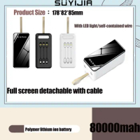 2023 latest outdoor 80000mah large capacity fast charging power bank suitable for all mobile phones with LED lights
