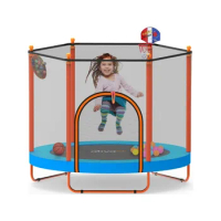 60'' Rebounder Trampoline Indoor Outdoor for Kids Ages 1-8, 5 FT Recreational Toddler Trampoline with Safety Enclosure Net