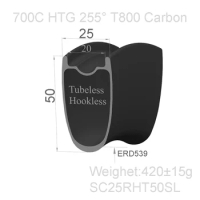 [SC25RHT50SL] Only 420g Hookles T800 super light 700C carbon road rims 25mm wide 50mm Depth Hookless road carbon bicycle rims