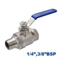 GOGOATC High quality Type Two Ball valve Stainless steel DN8/DN10 1/4 3/8 inch Female to male SS304 316 2 way Ball Valve