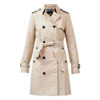 【AQUASCUTUM】CLARENCE BELTED MID LENGTH DB TRENCH 綁帶中長大衣外套(淺卡其)