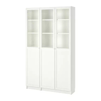 BILLY/OXBERG 書櫃附背板/玻璃門板, 白色/玻璃, 120x30x202 公分