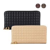 【CELINE】CELINE C CHARM金屬字母LOGO牛皮12卡拉鍊長夾(多色)