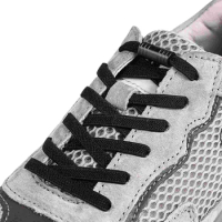 2 Pairs of Shoe Laces Elastic Shoelaces with Buckles for Sneakers Shoes Sports Shoes Boots (Black)