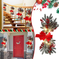 Xmas Garland Anadem Shopping Mall Door Decoration Christmas Stairs Wreath Holiday Gift With Red Berry Handmade Swag