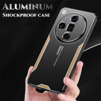 ShockProof Case For OPPO Find X7 Ultra X6 X5 X3 X2 Reno 10 8 7 6 5 Pro Lite Aluminum Brushed Metal Phone Back Cover Funda Cases