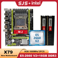 SJS X79 E5 2660 V2 DDR3 16GB LGA 2011 Intel Xeon E5 Processor With Motherboard Set + 2*8GB 1600MHz RAM Memory X79 Kit placa mãe