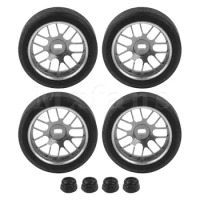Mxfans 4 Pcs RC1:28 Wheels Rim Tire Titanium Replacement for K989 with 4 Nut