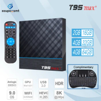 T95 MAX Plus Smart TV Box S905X3 64 Bit Android 9.0 4GB ROM 64GB RAM TVBox 2.4G+5G Dual-band WiFi UHD 8K Media Playr PK X96 Air