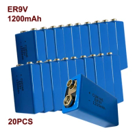 20PCS ER9V 1200mah lithium battery 9V Li-SOCl2 Batteries For Smoke alarm lithium-ion battery replace for 6LR61 6F22
