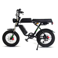 Super Cool 1000W 35Ah Fatbike Double Battey Mid Suspension Electric Bike 73 Adult ebike Mountain long Seat ebikes