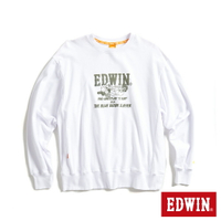 EDWIN 男款 橘標 摔角手E君摔角技寬版厚長袖T恤(白色)