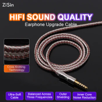 ZiSin 22 16 Core Upgraded Silver Plated Copper Cable 3.5/4.4 MM With MMCX/2pin/QDC TFZ For KZ ZS10 ZSN ZSX BLON BL-03 Earphone