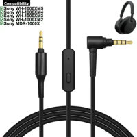 OFC Replacement Aux 3.5mm Audio Cable Extension Cord For Sony WH-1000XM5 WH-1000XM4 WH-1000XM3 WH-1000XM2 MDR-1000X Headphones