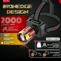 AOKI senter kepala zoom IRONEDGE DESIGN LED LASER PLUS IC SMART pendingin 5 mode cahaya super terang