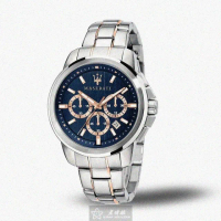 【MASERATI 瑪莎拉蒂】瑪莎拉蒂男女通用錶型號R8873621008(寶藍色錶面銀錶殼銀色精鋼錶帶款)