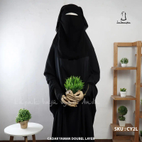 Cadar Yaman 2 Layer Belakang Sifon Jetblack Tanpa Jahitan Bawah Mata - Labasa Ori | Burqa Yaman
