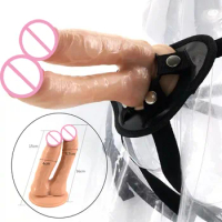 Double dildo strapon dildo strap on dildo with suction cup nude realistic dildo artificial penis sex toys for women lesbian