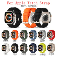 Silicone Strap For Apple Watch 42mm 44mm 45mm 49mm 41mm 40mm 38mm watchband for iWatch series 5 6 4 3 7 se 8 Ultra Bracelet