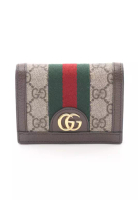 Gucci Pre-Loved Gucci Ophidia GG Supreme Bi-fold wallet PVC leather Gray brown multicolor