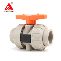 Sanking 20-63mm PPH True Union Ball Valve PP Double Union Ball Valve Double Union Ball Valve For Hot Cold Water