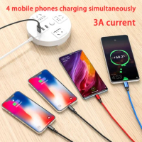 4 In 1 USB Cable For iPhone 3 In 1 USB A To Micro USB/Type C/8 Pin Charger Cable 3A Fast Charging Cabl For Huawei Samsung Xiaomi