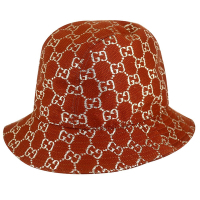 GUCCI 紅咖色金線緹花布漁夫帽(57cm)