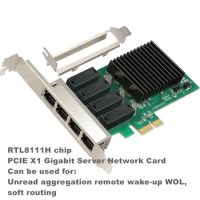 PCI-E PCI Express Network card 4 RJ45 port gigabit network card realtek 8111H win 7 laptop ethernet