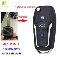 KEYECU Replacement Upgraded Flip Remote Car Key Fob 2 Button 433MHz FSK ID46 for Mitsubishi G8D-571M-A, F Stamp on the blade