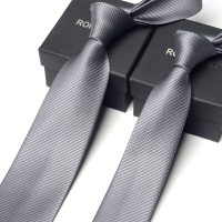 灰色純色領帶男士商務正裝8cm 職業工作 窄女6cm手打單色禮盒