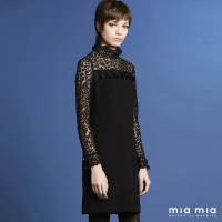 【mia mia】拼接蕾絲長袖洋裝