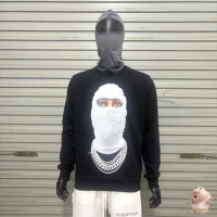 Top Level Version Mask Character Print Black IH NOM UH NIT PARIS Sweatshirts Men Women Loose 100% Cotton Hoodie Sweatshirts Soft