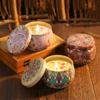 Scented Candles Iron Box Soy Wax Scented Dried Flower Aromatherapy Candle Birthday Candle Home Hotel Wedding Decoration