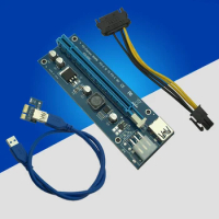 USB 3.0 PCI-E Express 1x To 16x Extender Riser Card Adapter with 15pin to 6PIN Power SATA Cable For BTC Bitcoin Mining Miner New