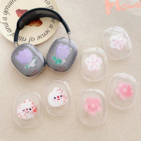 Cute Pink Flower Protective Cover For Airpods Max Earphone Case Transparent Soft Silicon For Airpods Max Headphone