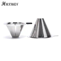 Reusable Coffee Filter Tea Strainer Stainless Steel Cone Coffee Filter Baskets Mesh Strainer Coffee Dripper With Stand Holder