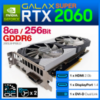 RTX 2060 SUPER 8GB OC / GTX 1660 TI 6GB OC / GTX 1060 OC 3GB - GDDR6 256 / 192 bit - DP / HDMI / DVI